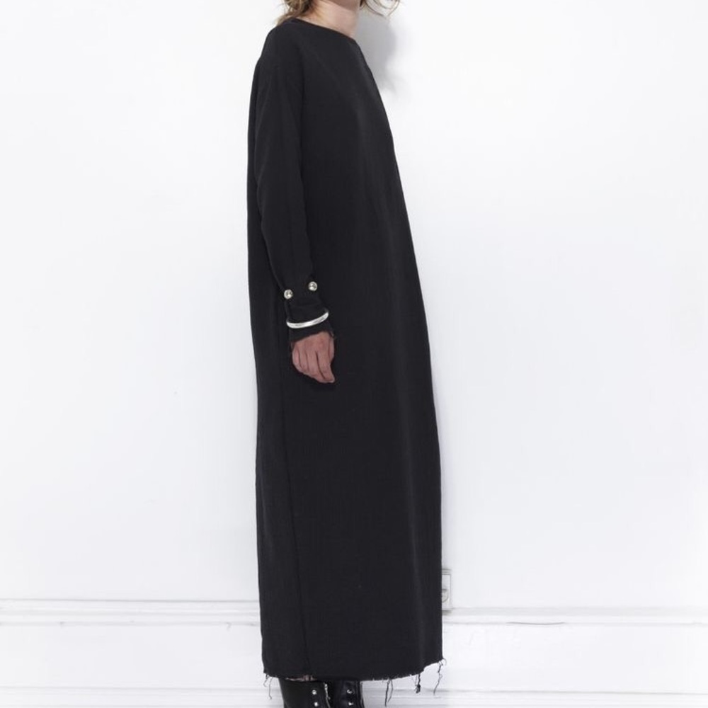 Black Crane Quilted Cotton Dress